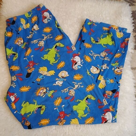 Nickelodeon Cartoon Ren Stimpy Reptar The Rugrats Tommy Chuckie Lounge Pants - Picture 2 of 8